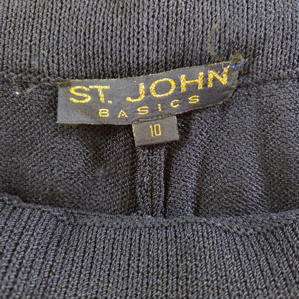 St John Basics Navy Blue Santana Knit Straight Leg Pants High Rise Womens 10 - Picture 5 of 9